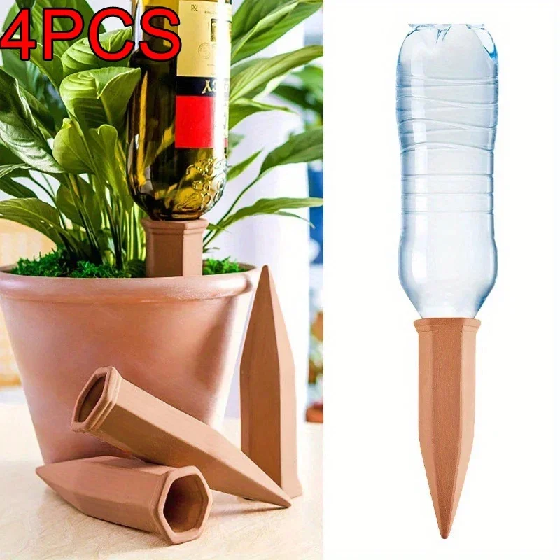 

4PCS Ceramic Self Watering Spikes Vacation Automatic Plant Waterer Devices,Outdoor Planter Insert, Stakes For Potted Plants