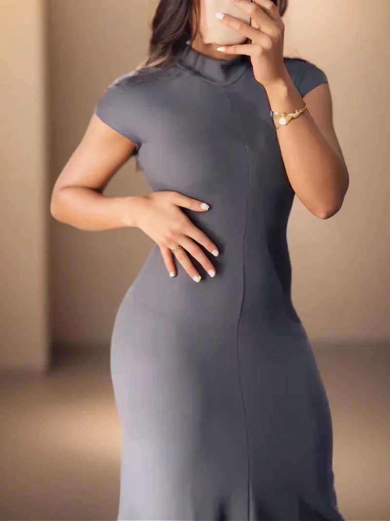 

Womens Solid Long Dress Soft Comfortable Sleeveless Fitting Dress Elegant Party Dresses for Women 2025 Spring New Midi Dress