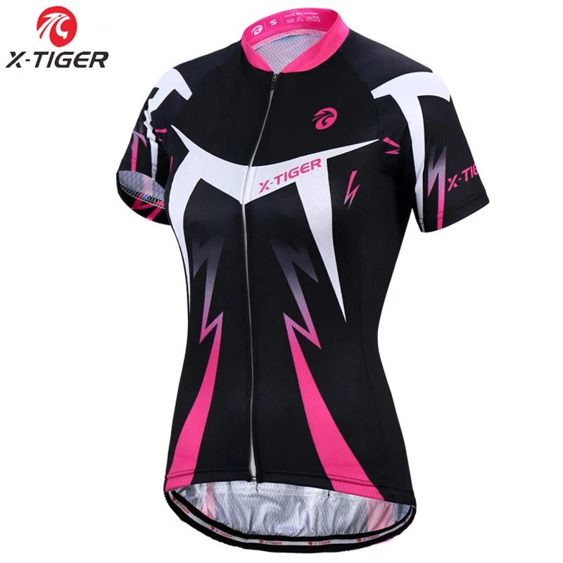 X-Tiger Women Cycling Jerseys Female Short Sleeve Cyclist Ciclismo Road Bike Clothing Breathable Quick Dry Polyester Shirts