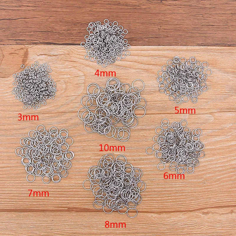 100PCS 9 Size  Stainless Steel  Open Ring For DIY Necklace Bracelet Chain Fashion Jewelry Making Findings