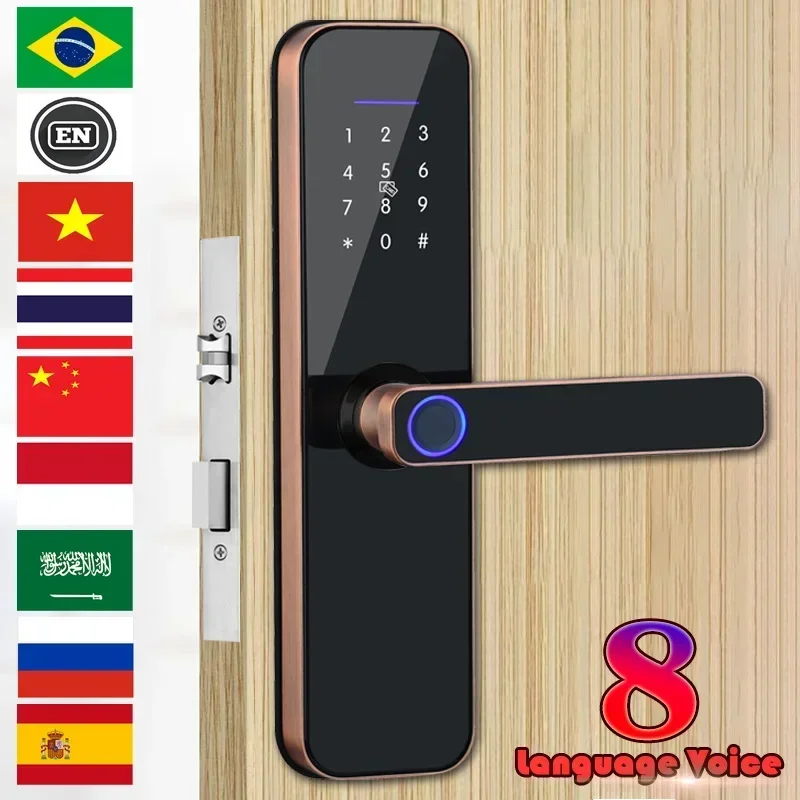 

Top! 8 languages Tuya Smart Home WiFi Electronic Fingerprint Lock Home Keyless Combination Digital Smart Door Lock