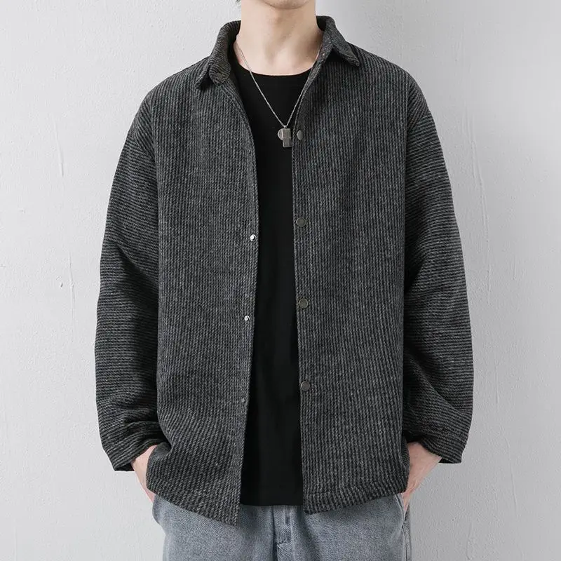 

Men's Spring Autumn Corduroy Shirt Men's Loose Long-sleeved Shirt Jacket Spring Autumn Jacket Thin