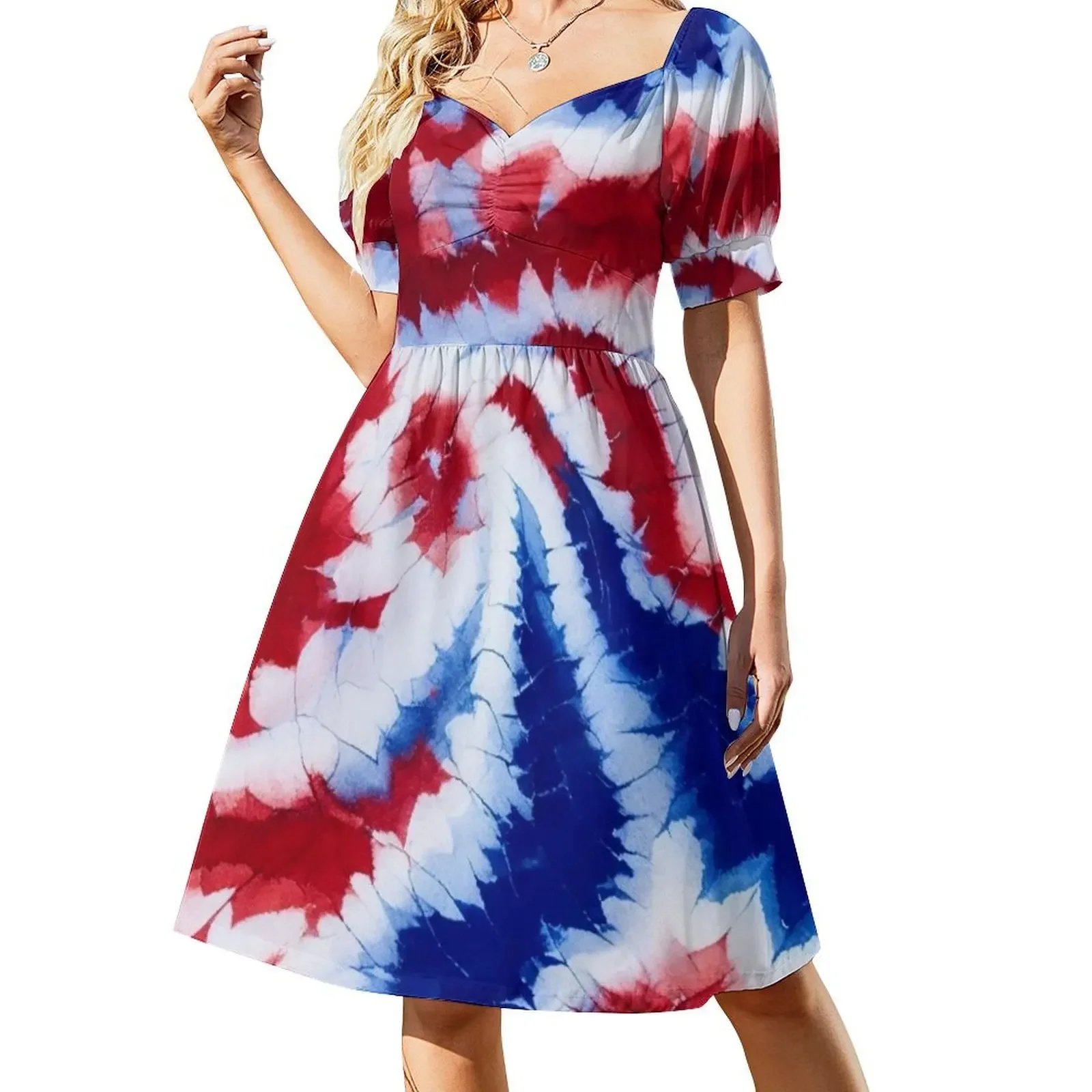 

American Tie-dye 2 Short-Sleeved Dress Prom gown dress korean style luxury evening dress woman for wedding Elegant gown