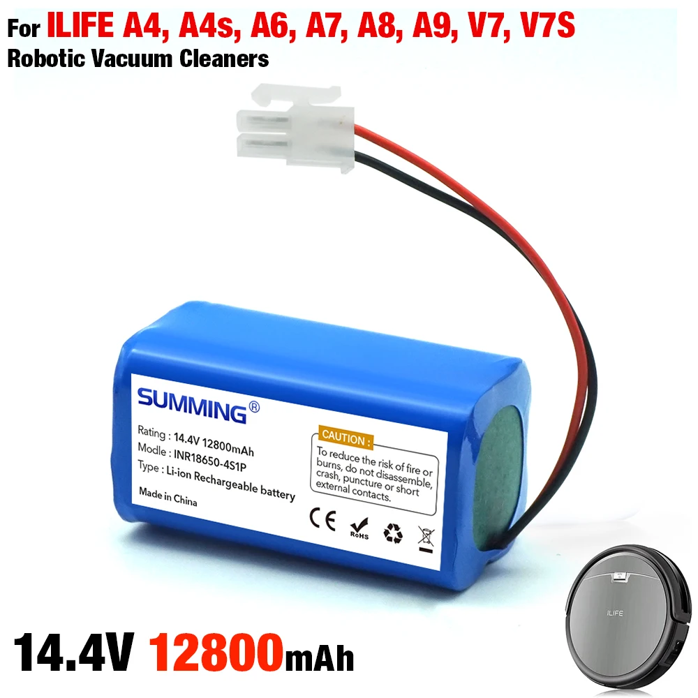 NEW 4S1P 14.8V /14.4V 12800mAh 18650 Lithium Battery  For ILIFEA4,A4s,A6,A7,A8,A9,V7,V7S Robotic Vacuum Robotic Vacuum Cleaners