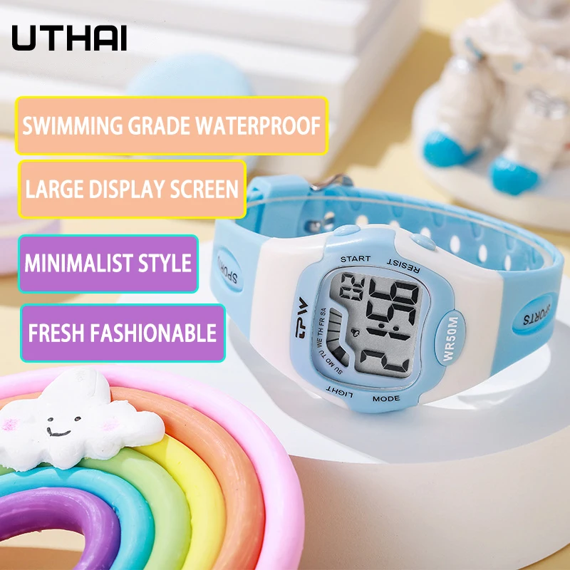 UTHAI CE128 Outdoor Multi-function Student Activism Electronic Watch Swimming Grade Waterproof Shock Proof Sports Girl Boy Watch