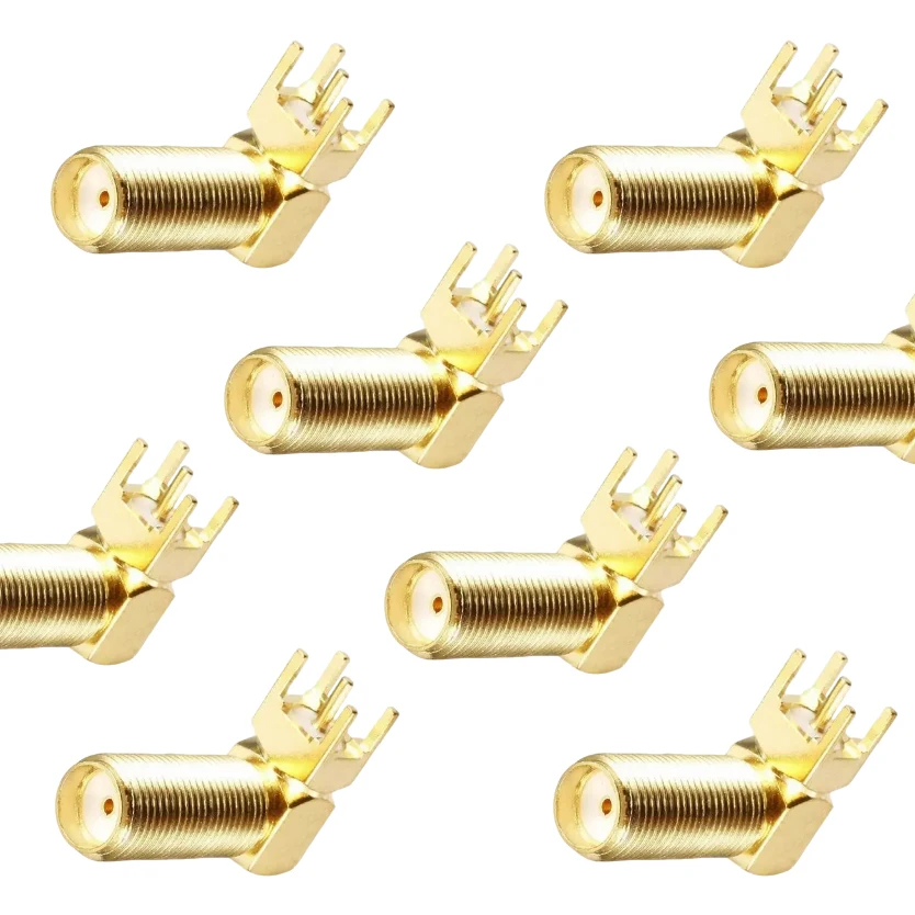 

Медный разъем SMA (гнездо) с креплением на печатную плату, угловой 90 градусов, SMA-KWE16, радиочастотный адаптер