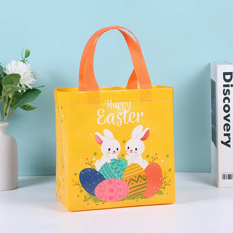 Easter Non-woven Fabrics Gift Bag Rabbit Egg Cookies Candy Waterproof Packaging Bag With Handles Happy Easter Party Decoration