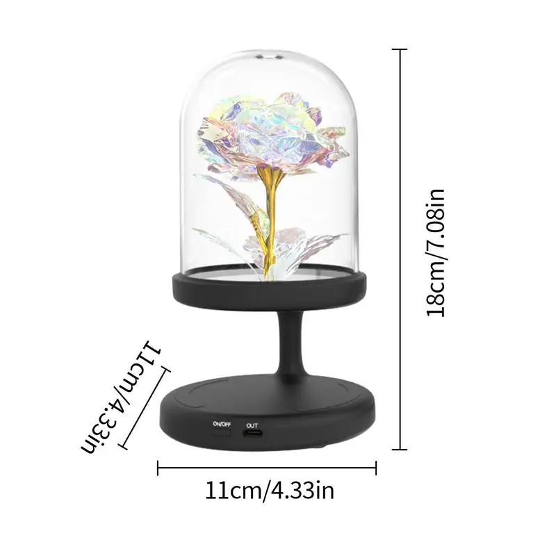 Lampe rose avec chargeur sans fil pour femme, port USB, abat-jour décoratif, cadeaux d'anniversaire, table de nuit britannique, chargeur de téléphone