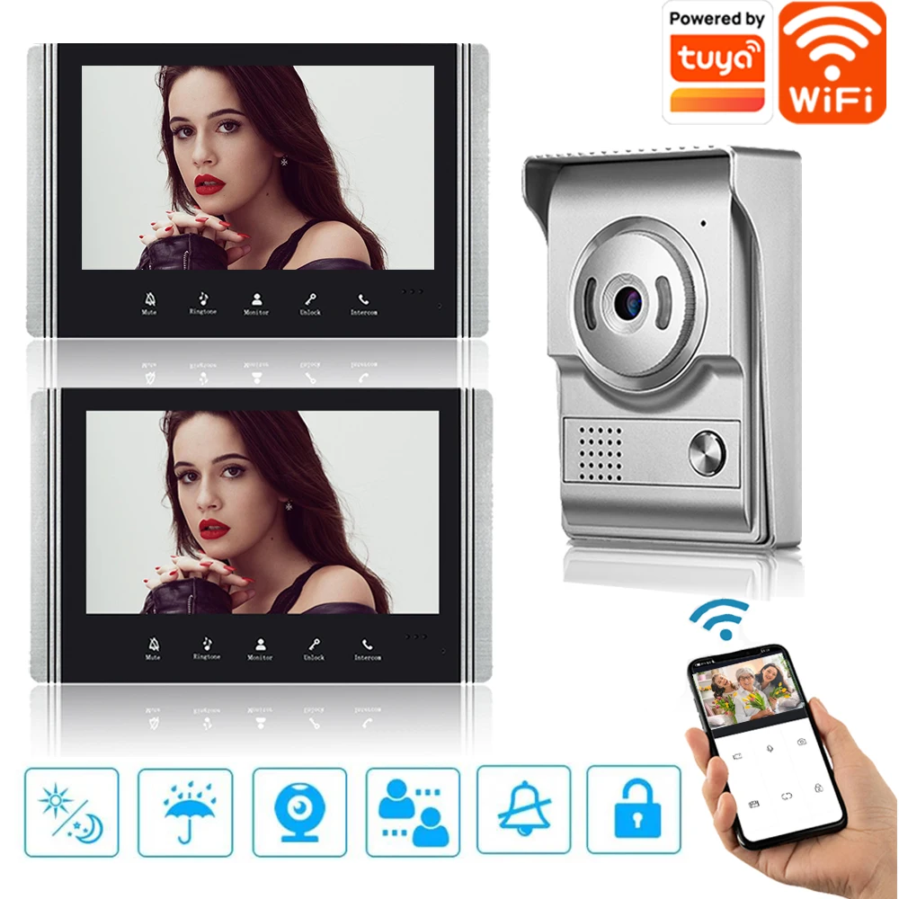 Tuya Video Intercom System Wireless WiFi Video Door Phone for Home Video Doorbell with Unlock Function