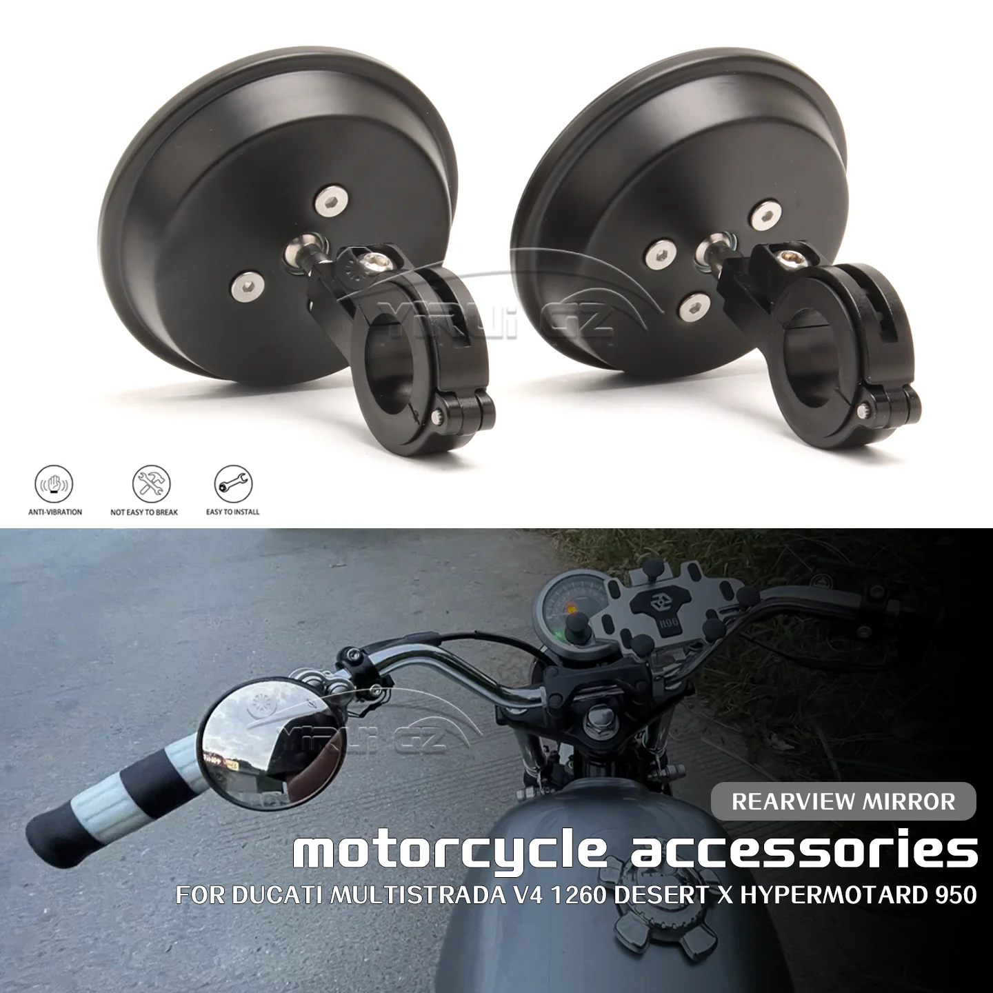 

Мотоциклетный вспомогательный ретровизор Espelhos de grande angularpara для Ducati Multistrada V4 1260 Desert X Hypermotard 950