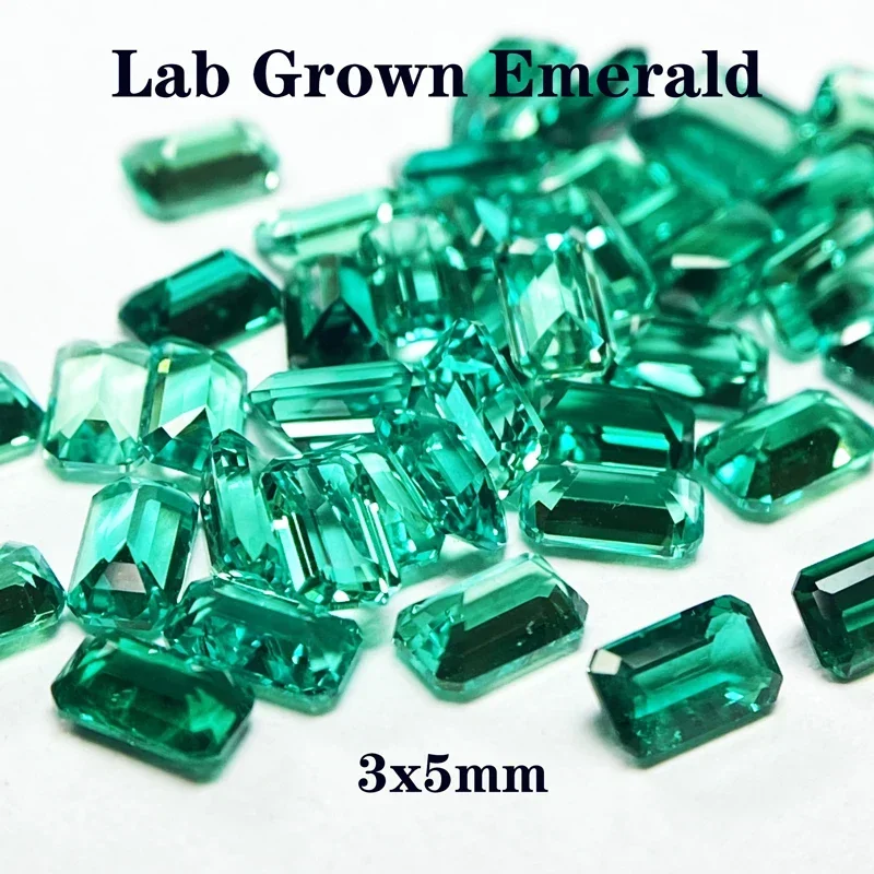 

Lab Grown Columbia Emeralds Small Size Emerald Cut 3x5mm DIY Ring Necklace Earrings Main Materials Charms Jewelry Making