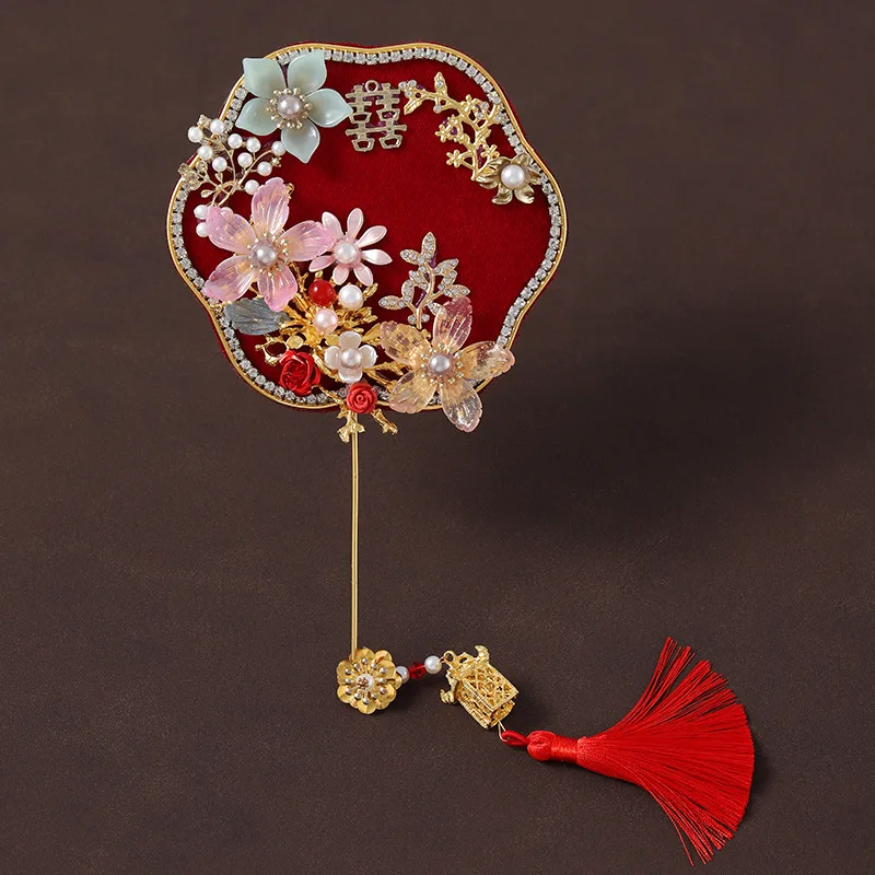 Chinese Style Embroidery Fan Embroidered Circular Fan Round Women's Ancient Court Han Chinese Clothing Cheongsam Dance Mini Fan