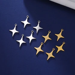 EUEAVAN 5pcs Minimal Stainless Steel Star Charms Pendant DIY Necklace Earrings Bracelets Jewelry Making Accessories Wholesale
