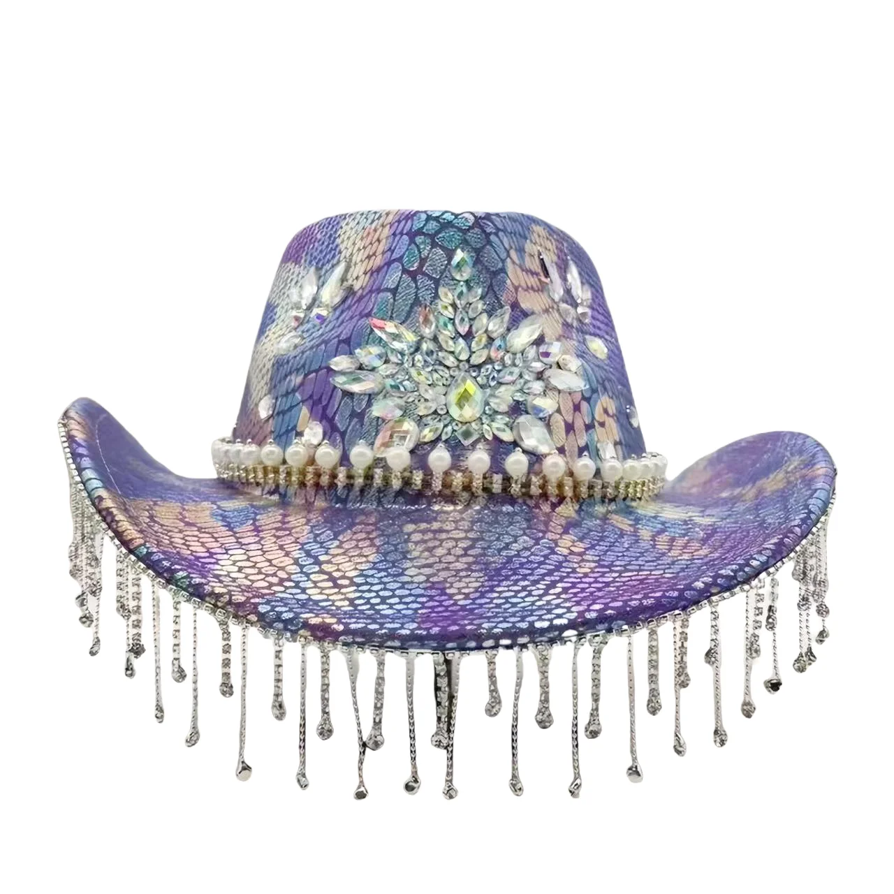 ホンルアン グリッターコスチュームハット 大人用＆カウボーイハット ラインストーン付き 女性用、カウボーイコスプレ女性用アクセサリー＆カウガールキャップ