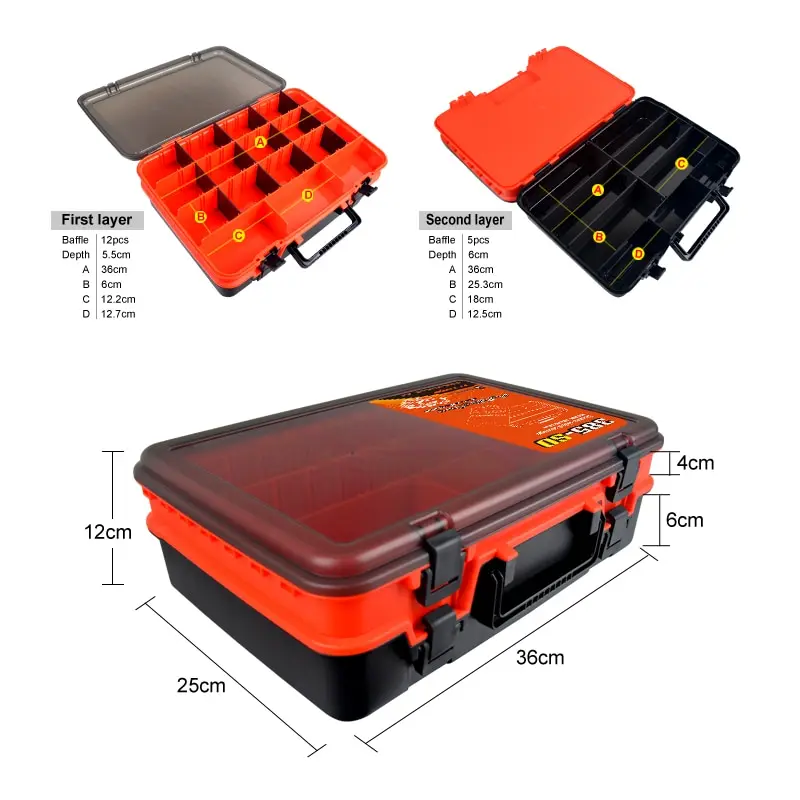 ILURE Large Thickening Fishing Tackle Box Multifunction Organizer Lure Tool Case Double Layer Hooks Storage Squid Jigs Boxes