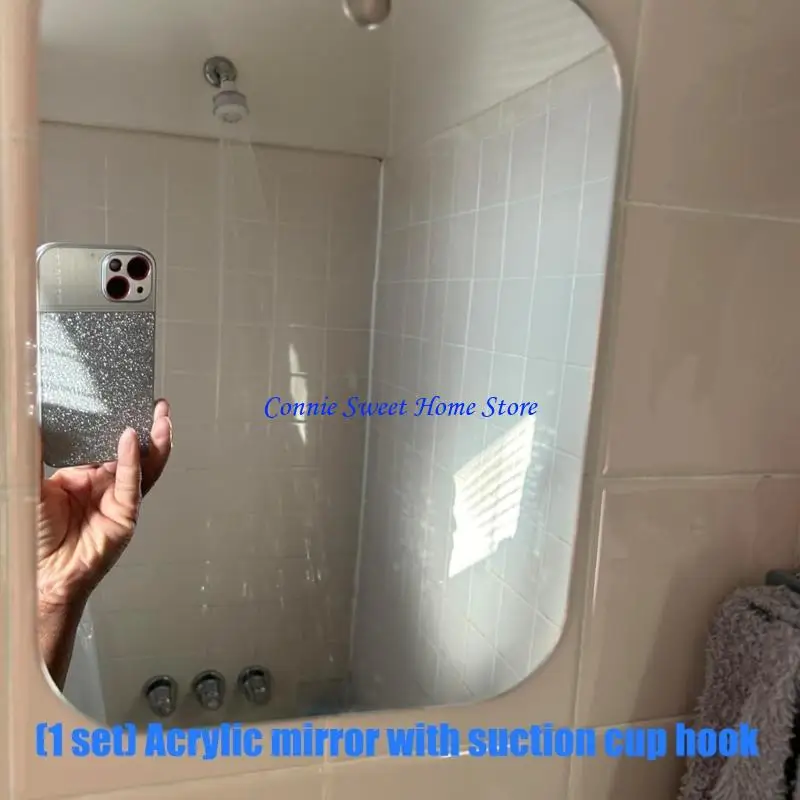 LXAF Acrylic Shaving Mirror with Suction Cup Portable Light Weight Shaving Mirror