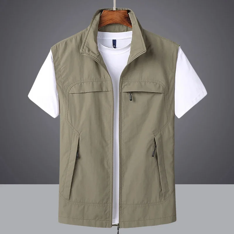 

Quality Men Outdoor Waistcoat Summer Vest Multi-Pocket Light Waterproof Mesh Photography Fishing Camping Cargo Sleeveless Jacket