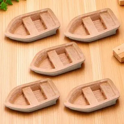 

5pcs Mini Boat Ornament Resin Lifelike Micro Landscape Decor For Diy Small Boat Fairy Decor Craft Home Moss Scene