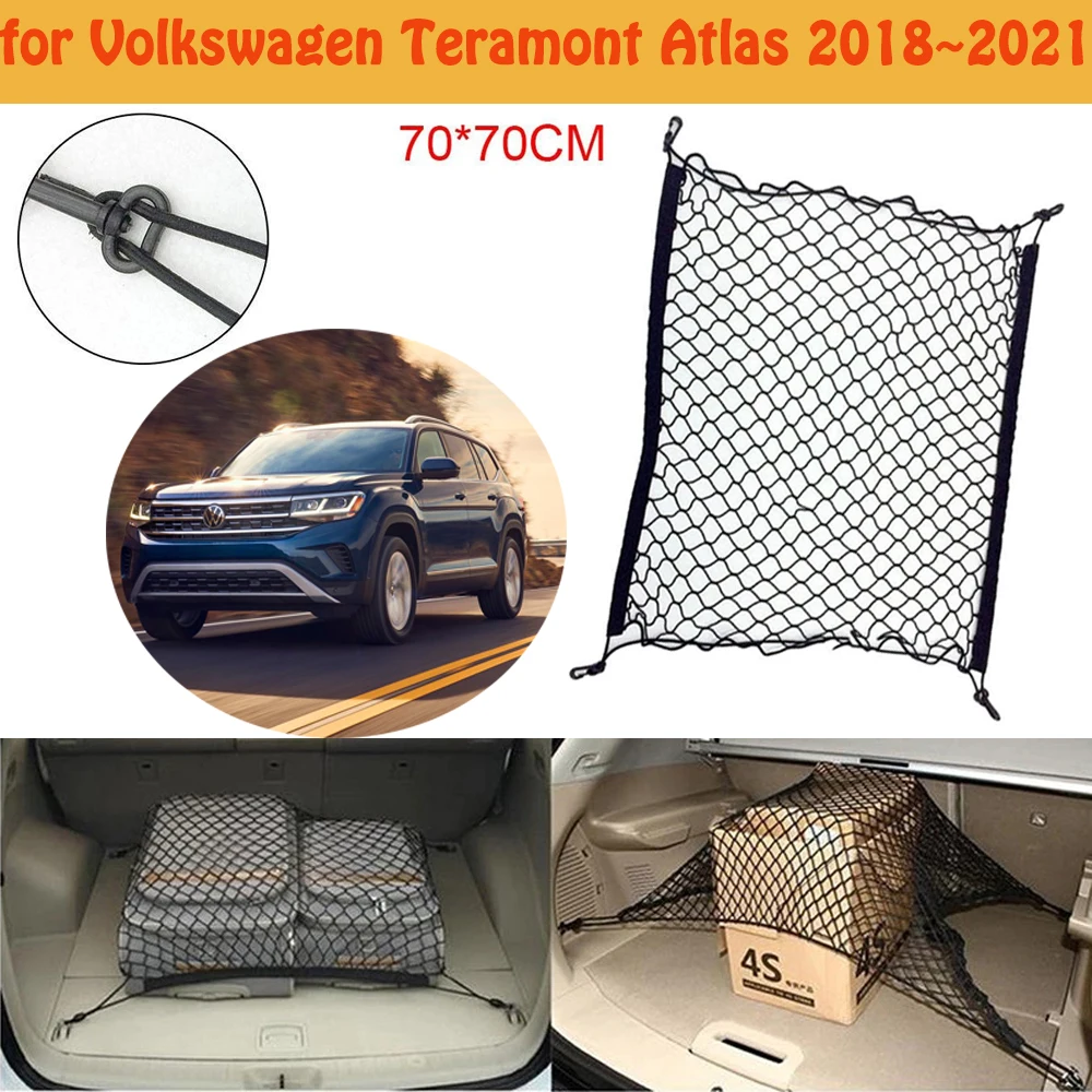 for VW Volkswagen Teramont Atlas Car Boot Trunk Network Hooks Mesh Net Cargo Organizer Storage Car Accessories Luggage Elastic