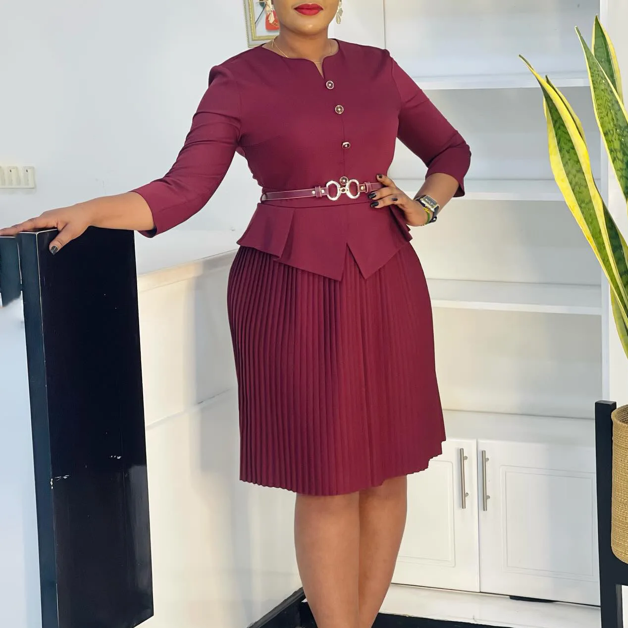 

Customized Solid 2025 Lantern Long Sleeve Plus Size Dress Women Large Draped Big Dresses Lady Spring Party Tight Curvy Dress