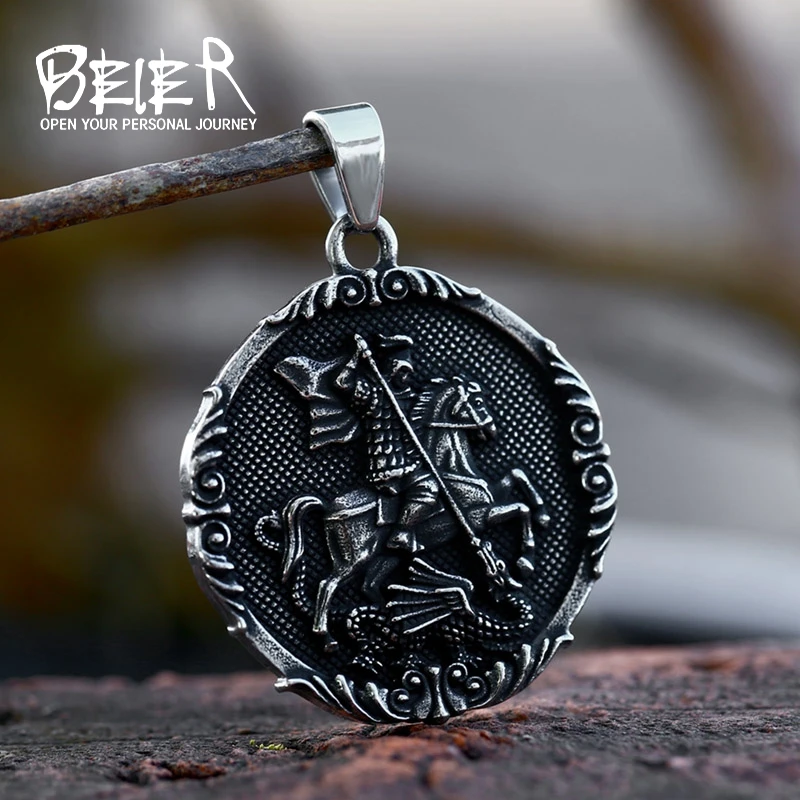 BEIER 2023 New Arrival 316L Stainless Steel Saint George Pendant Religious Belief Roman Dragoon Vintage Jewelry Gift Wholesale