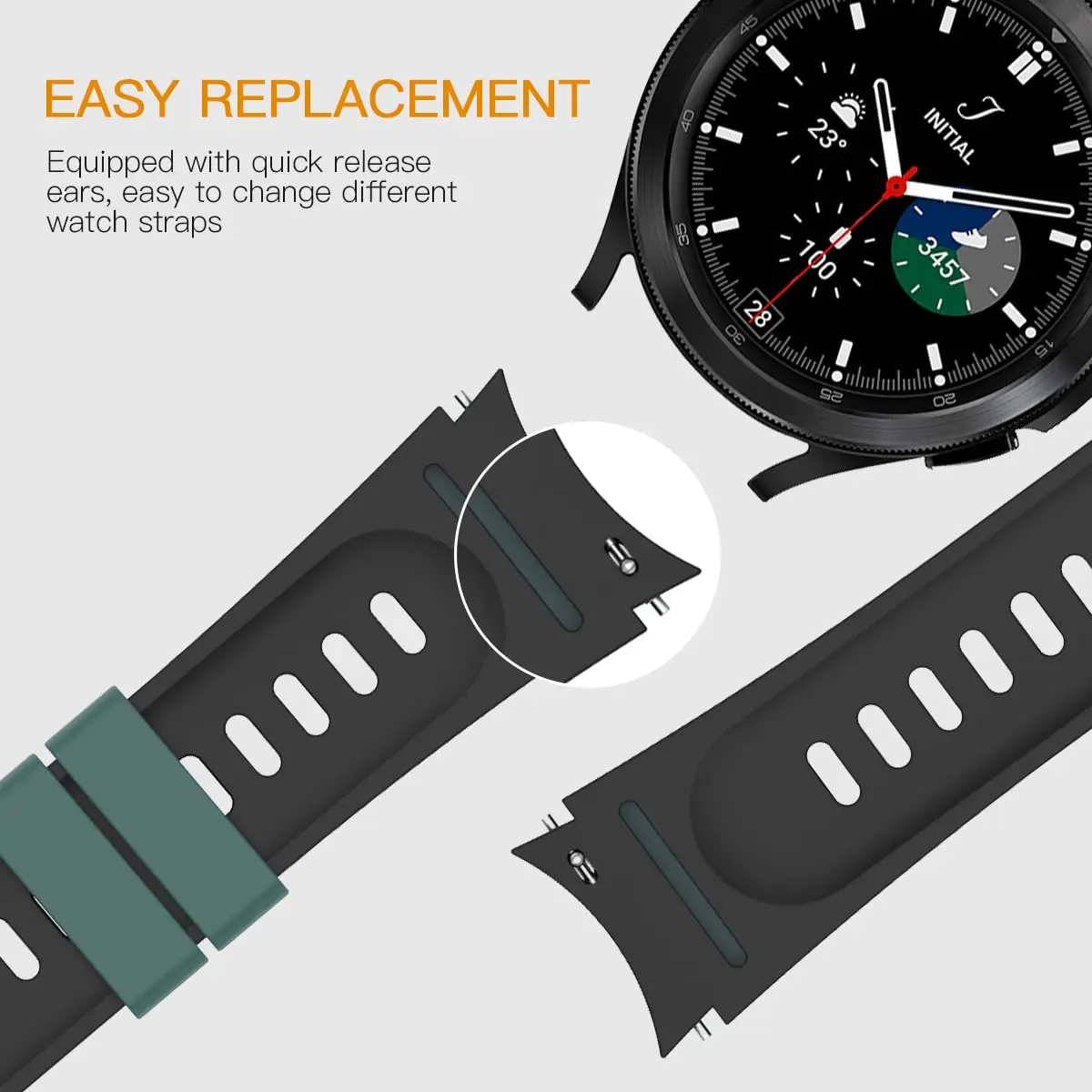 Correa para Samsung Galaxy Watch 4/5/5 pro, pulsera de silicona deportiva sin huecos, Correa clásica de 45mm, 44mm, 40mm, 46mm, 42mm