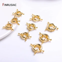 11mm/13mm/15mm 18K Gold Plated Brass Metal Round Spring Clasps Steering Wheel Sailor Clasp For Jewelry Making Fittings Wholesale