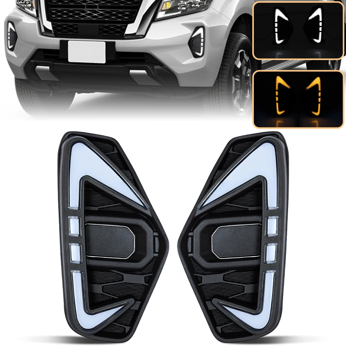 

For Nissan Navara/Frontier/NP300 2020-ON LED Daytime Running Light Start up Animation Amber Turn Signal 2 in 1 Colors LED DRL