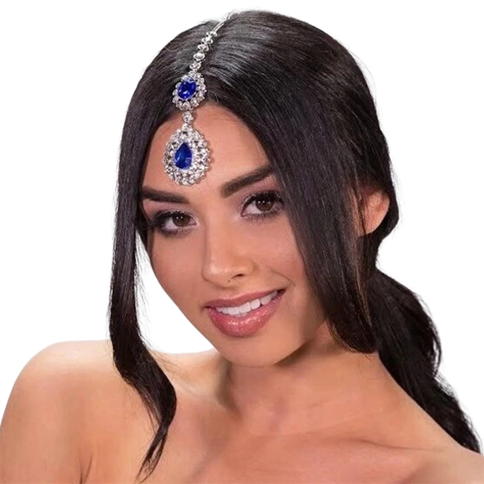 Woman Forehead Jewelry Hair Chain Luxurious Sparkling Rhinestones Headgear for School Party Gathering Wedding