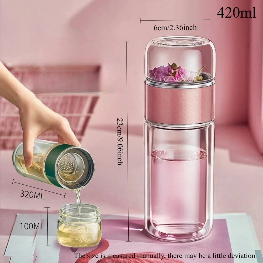 420ml Tea Cup Easy To Clean Glass Tea Cup With Double-layer