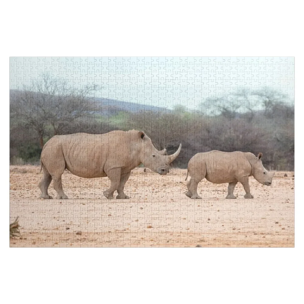 

White Rhino and Calf Jigsaw Puzzle Christmas Toys Children Toys For Children Puzzle