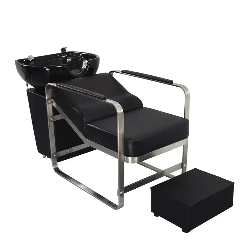 

Stainless steel shampoo bed semi-lying washbed hairdressing salon barber shop hair salon special pedal