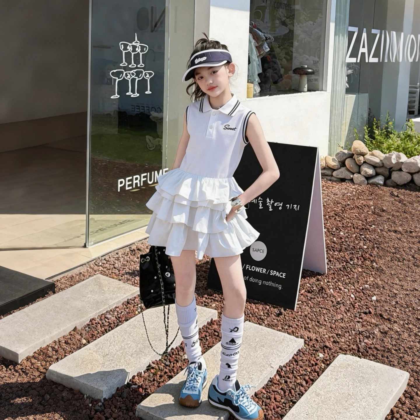 

Sporty Girls Summer Dress Baby Classic Polo Dress Sweet Child Cake Mini Sleeveless Long Dress Toddler Girls Daily Dresses 6-14Y