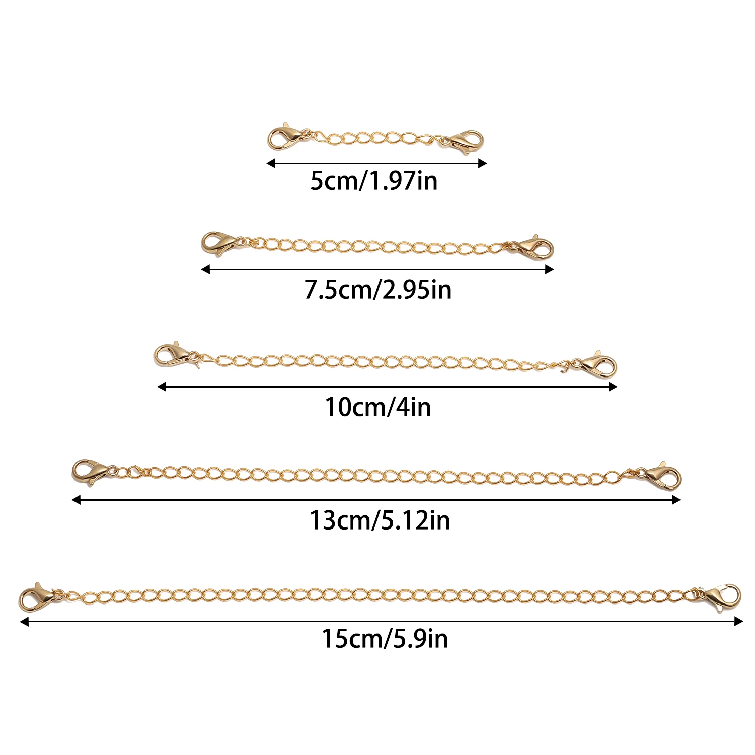 10pcs Pick Sized Stainless Steel Extension Chains with Lobster Clasps Connector Link Necklace Tail Making Bracelet Accessories