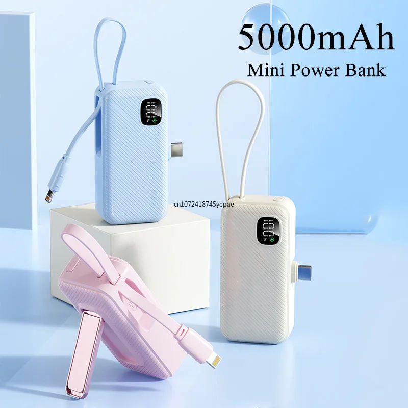 

Капсульное мини-Power Bank 5000 мАч, портативное зарядное устройство, внешний аккумулятор PD 22,5 Вт, быстрая зарядка для iPhone 17 16, Xiaomi, Samsung, Huawei