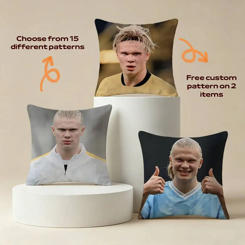 Norwegian E-Erling Haaland-NO9 Square Sofa Pillow Cover Solid Color Living Room Home Decor Cushion Case