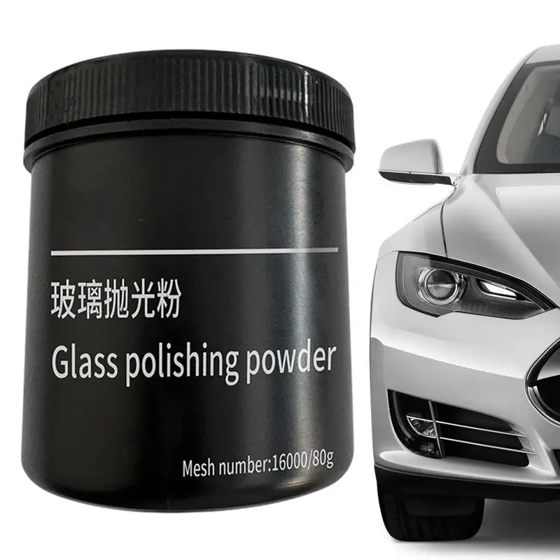 Compuesto para pulir vidrio, 80g, polvo para pulir vidrio de coche, película de aceite antideslumbrante, limpiador de parabrisas de coche, protección a largo plazo