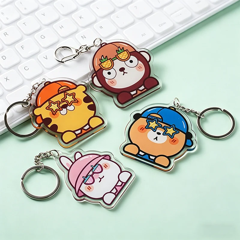 

Cute Cartoon Picture Human Photo Customized Acrylic Keychain Bag Charm Image DIY Personalized Keyring Gift Wholesale Key Chain