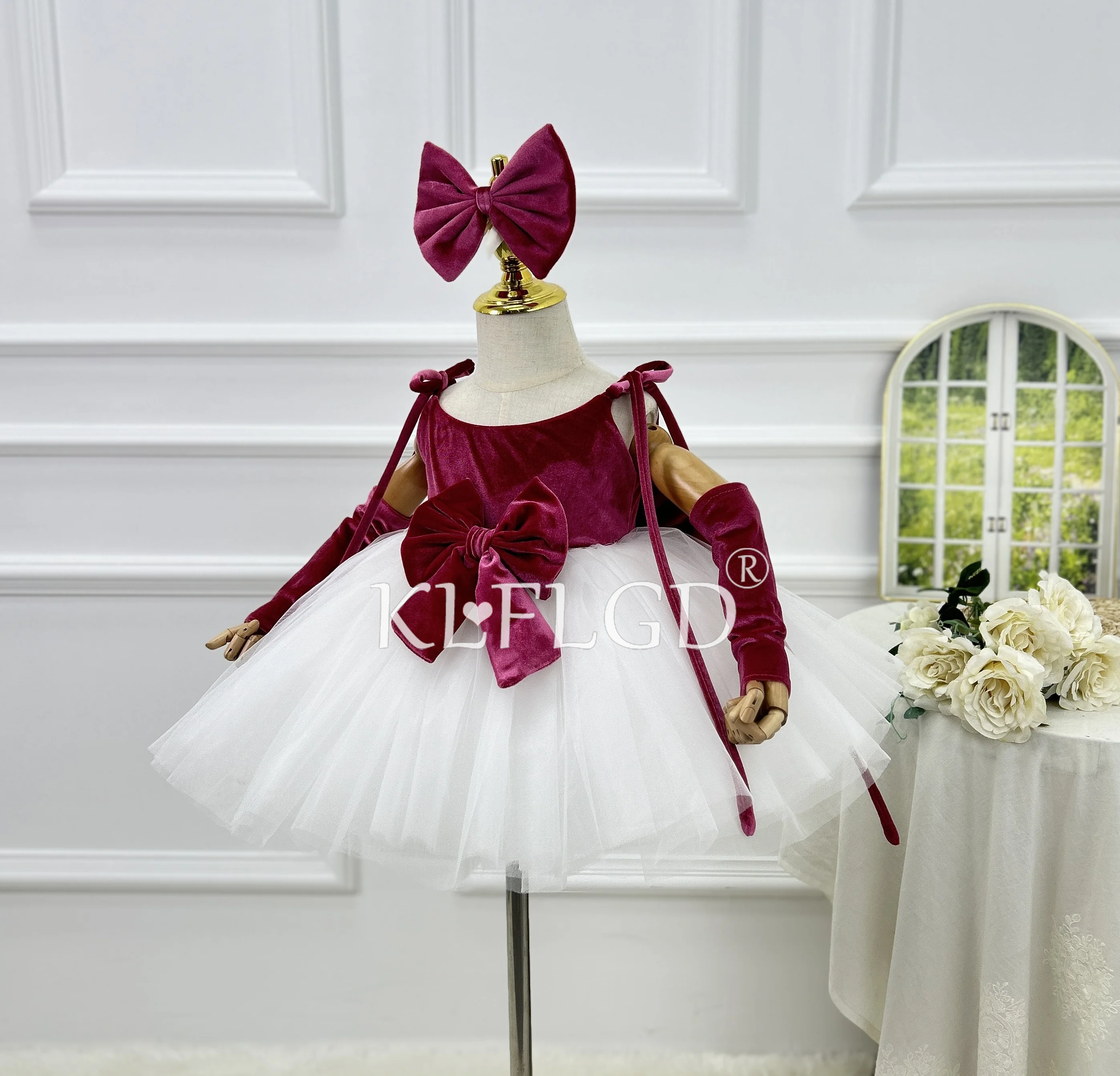 Baby girl dress sequin princess skirt for children's birthday velvet tulle skirt toddler baby girl one year old baptism dress