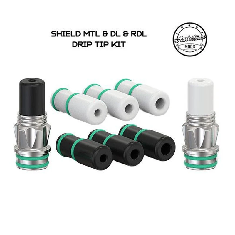 

Vape Ambition Mods SHIELD MTL&DL&RDL Drip Tip Kit Heat Resistance MouthPiece For Bishop MTL RTA RDA RDTA Vape Accessories