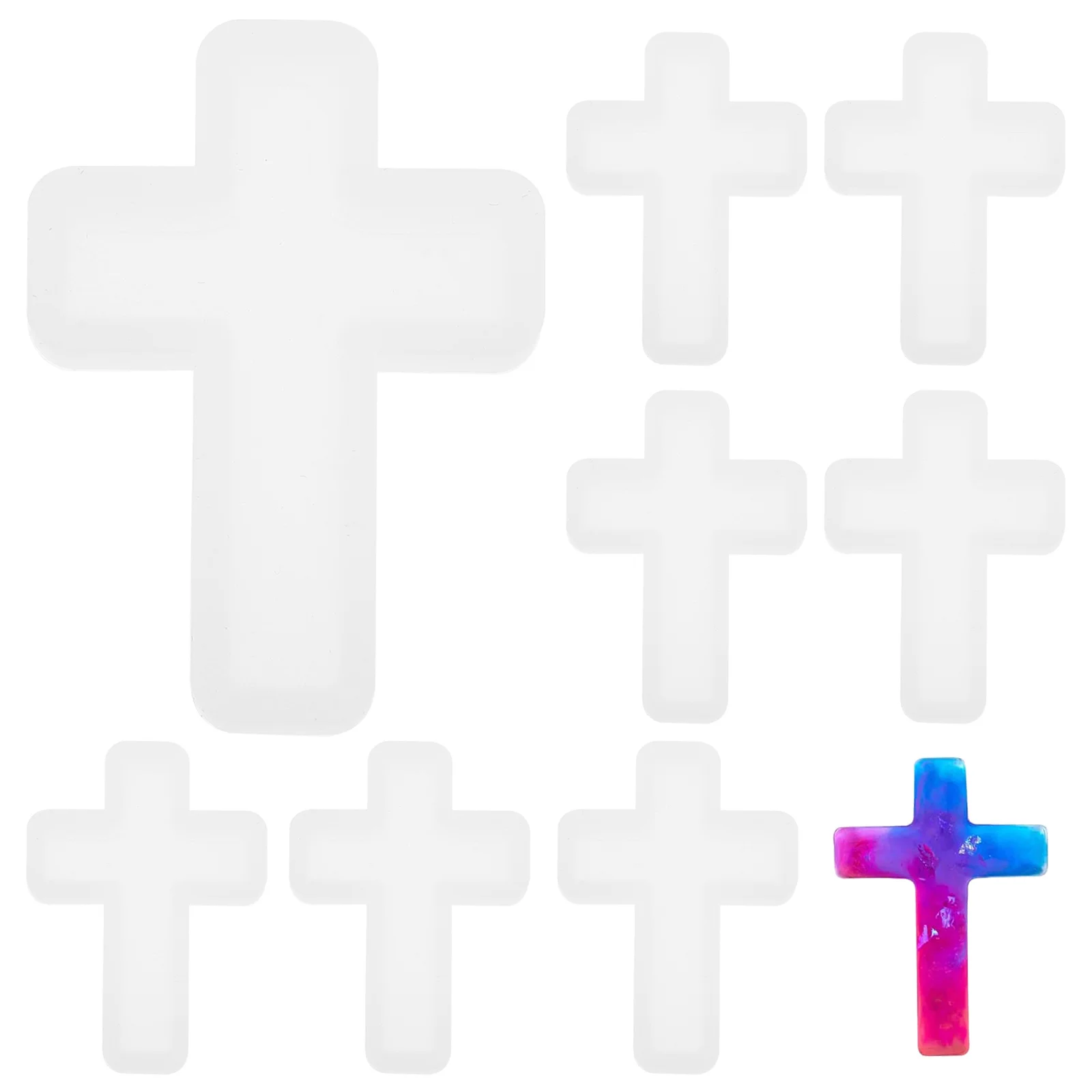 

10Pcs Epoxy Resin Mold Silicone Cross Pendant DIY Craft Mold for Homemade Jewelry Making Kit Reusable Non Stick Tool Set