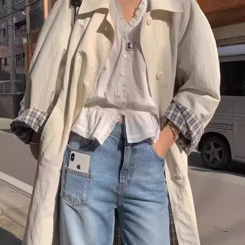 Sweet Fre Sle Button up V Ne Bubble Sve irt Baumwollmaterial Loose Fit UV-Schutz ort Sve Pure Color