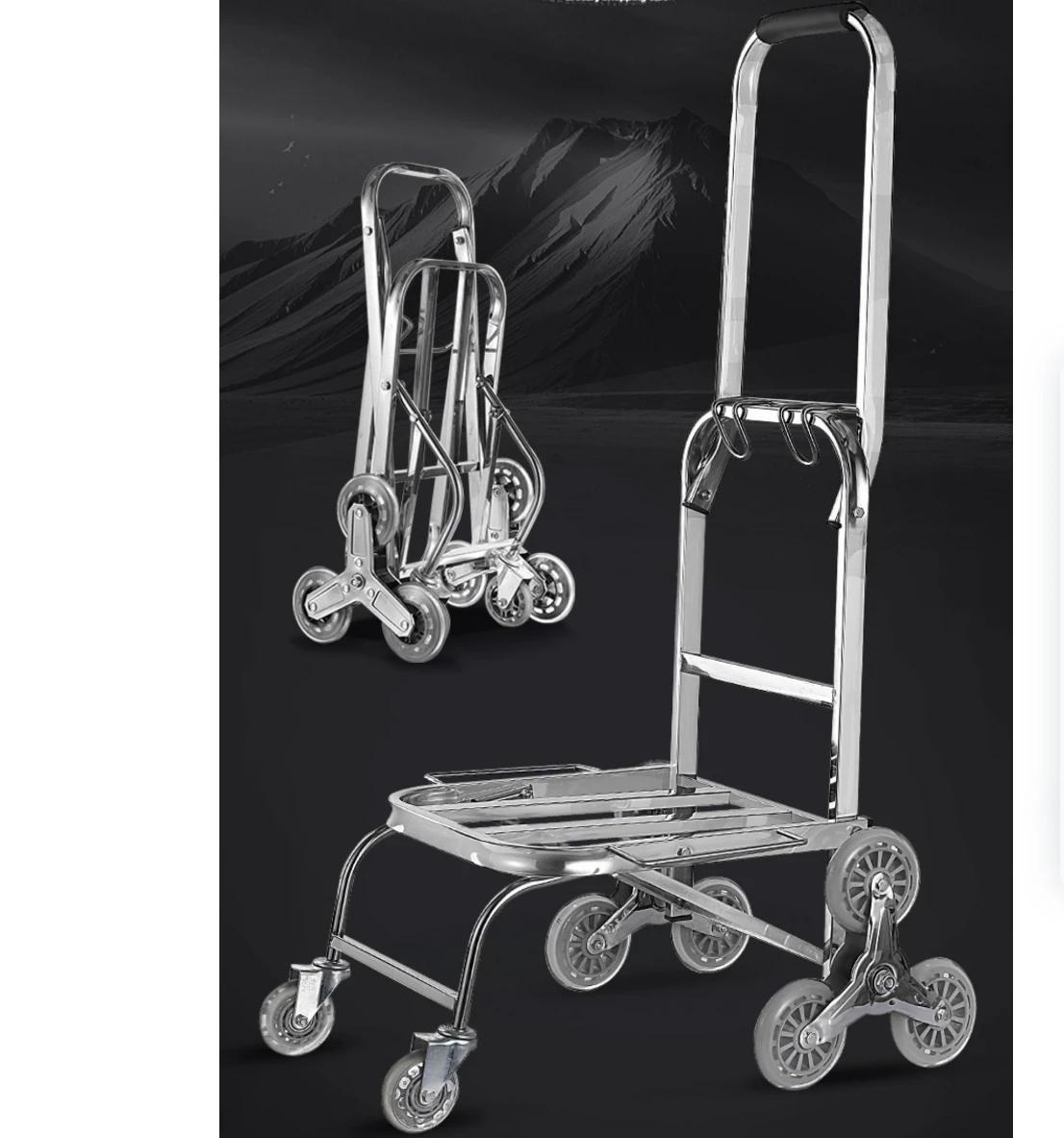 

Climbing Stairs Hand Cart Folding Hand Push Moving Cargo Handling Trolley Stainless Steel a6532