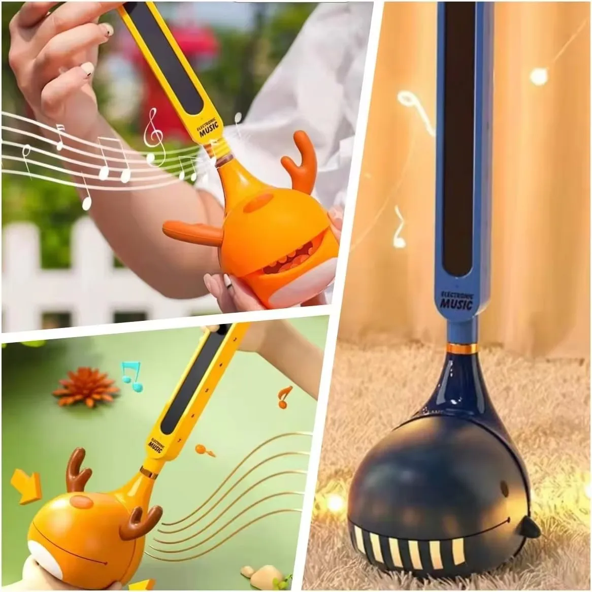 Electronic Erhu Mini Guitar Erhu Cute Cartoon Shape Music Synthesizer Kids Early Educational Learning for Children Teens Gifts