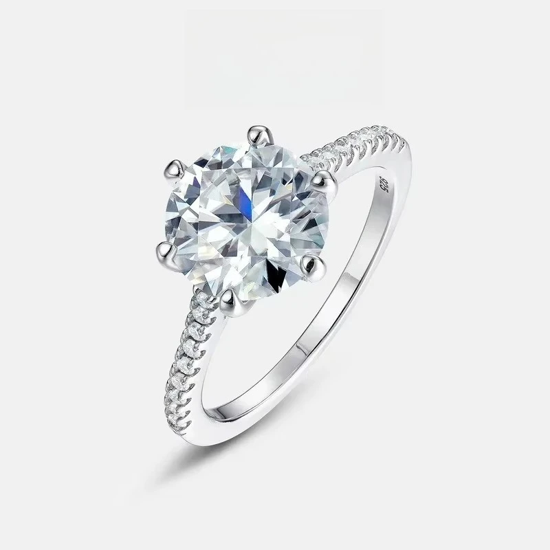

Classic Oversized Moissanite Closed Ring S925 Silver Plated 18K Gold PT950 Platinum Six Claw Engagement Ring