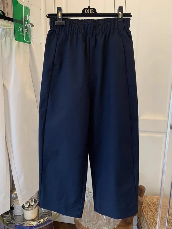 حجم كبير عادية مستقيم الساق بنطال ذو قصة أرجل واسعة المرأة Sle الصيف جديد عالية الخصر فضفاض تسع نقاط بنطلون القطن الكتان ماتي... #1