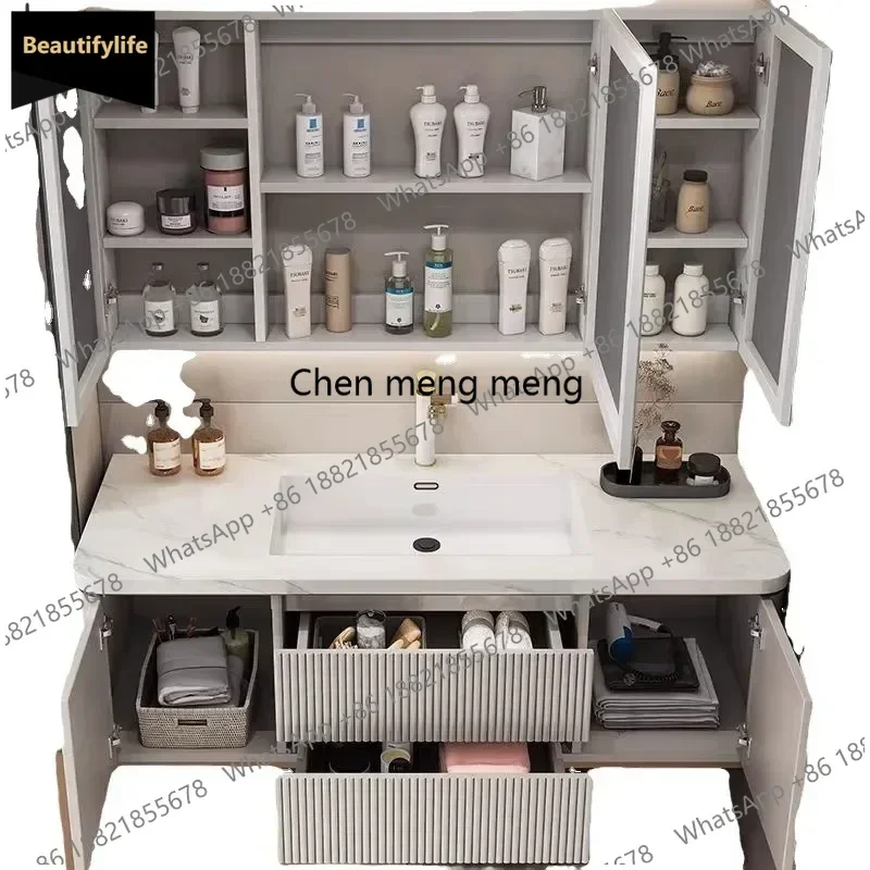 B567 Minimalist Modern Bathroom Cabinets Rock Seamless Ceramic Integrated Washbasin Bathroom Sink Cabinet Vanity Bathroom Furnit