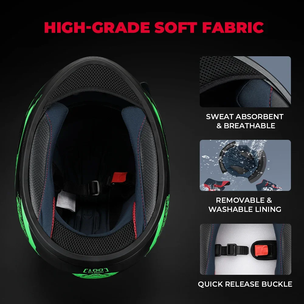 Casco de motocicleta de cara completa para hombre, seguridad con certificación DOT, profesional, Motocross, verano, transpirable, con esquina de