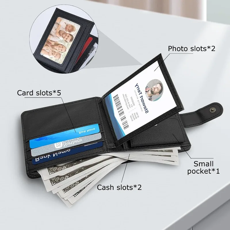 Minimalist PU Leather Retro Men's Wallet Black Coffee Ultra Thin Coin Purse Soft Two-Fold Multiple Pockets Credit Card