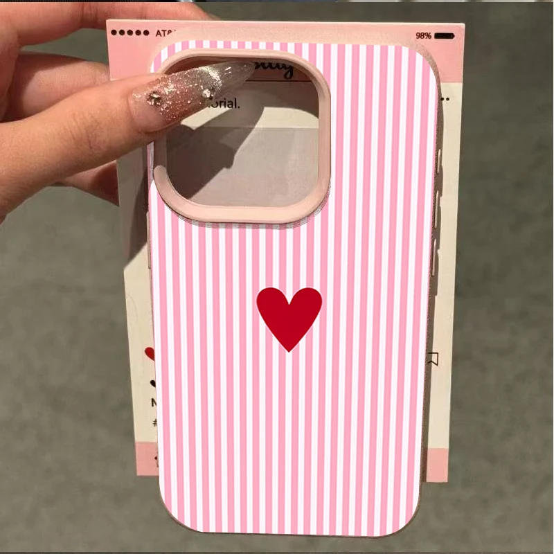 Funda fresca con patrón de corazones pequeños INS para iPhone 17 16 15 14 Pro Max 13 12 11 XS X XR 7 8 Plus 16E 17E 17 Air 5